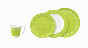 ZESTAW NACZYŃ 16 ELEMENTÓW ZIELONE WACA MELAMINA
