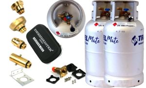 ZESTAW BUTLA ALU 2X 27LITR LPG WIELOZAWÓR MULTI ADAPTERY EU PRZEWODY