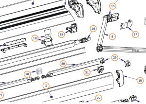 ZAKOŃCZENIE ROLKA ŁACZNIK NAPINACZA I NOGI MARKIZY